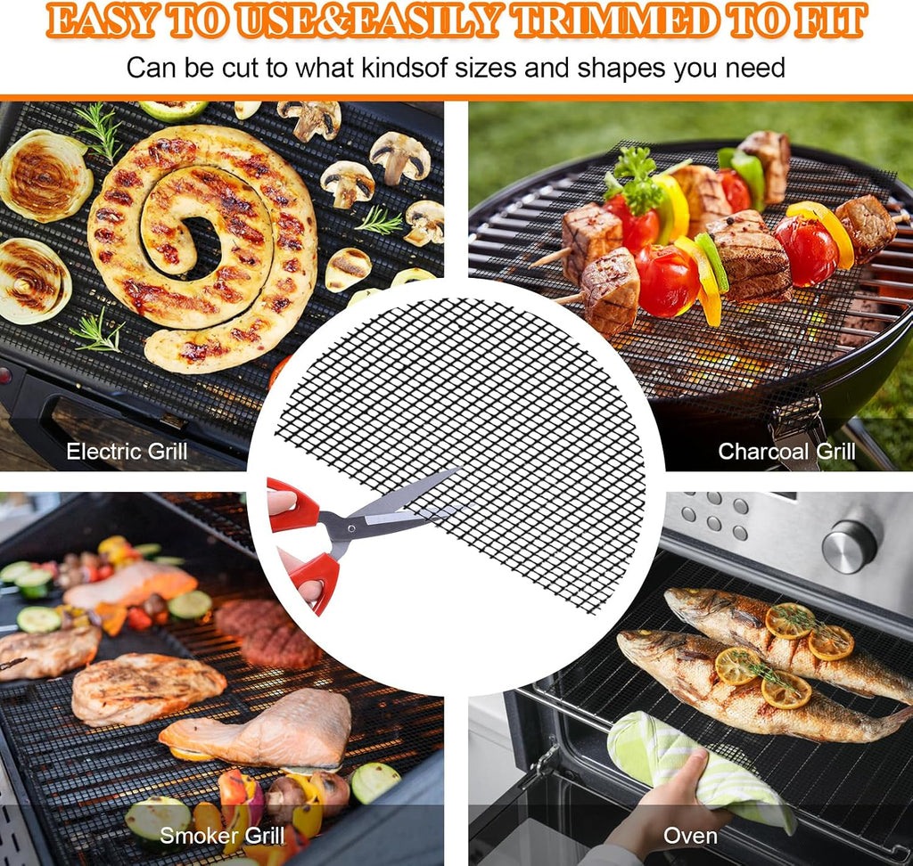 5 Pack Black Mesh Grill Mats 15.75x13 Inch