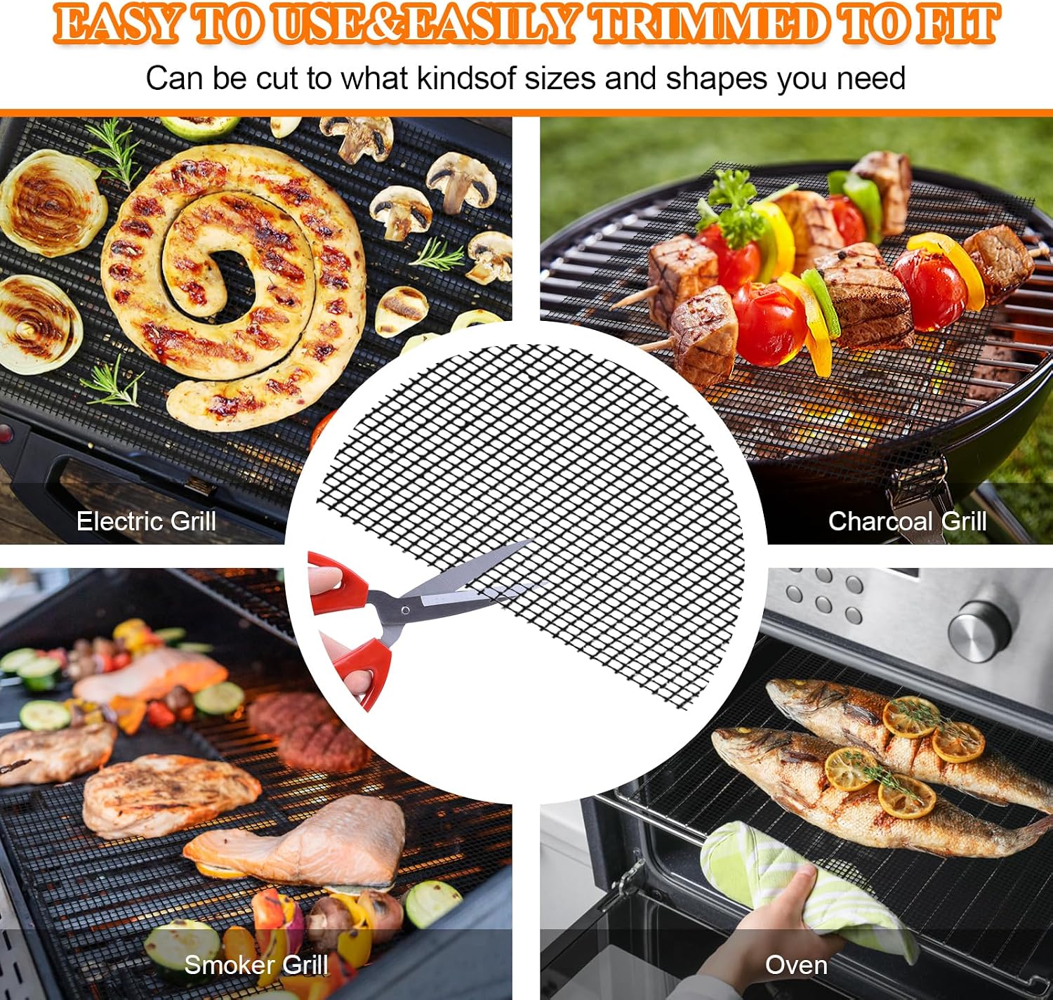 5 Pack Black Mesh Grill Mats 15.75x13 Inch
