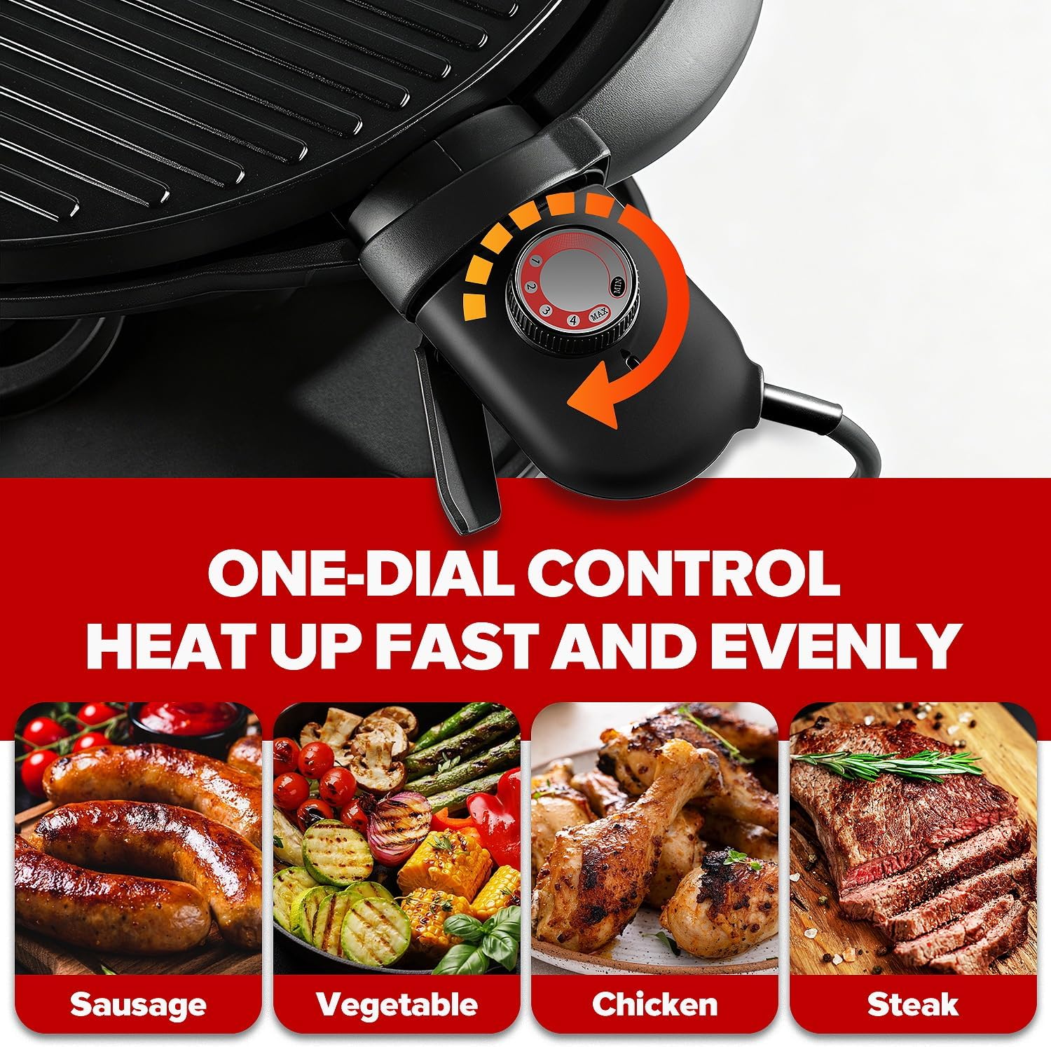 2-in-1 Portable Nonstick Indoor Outdoor Electric Grill