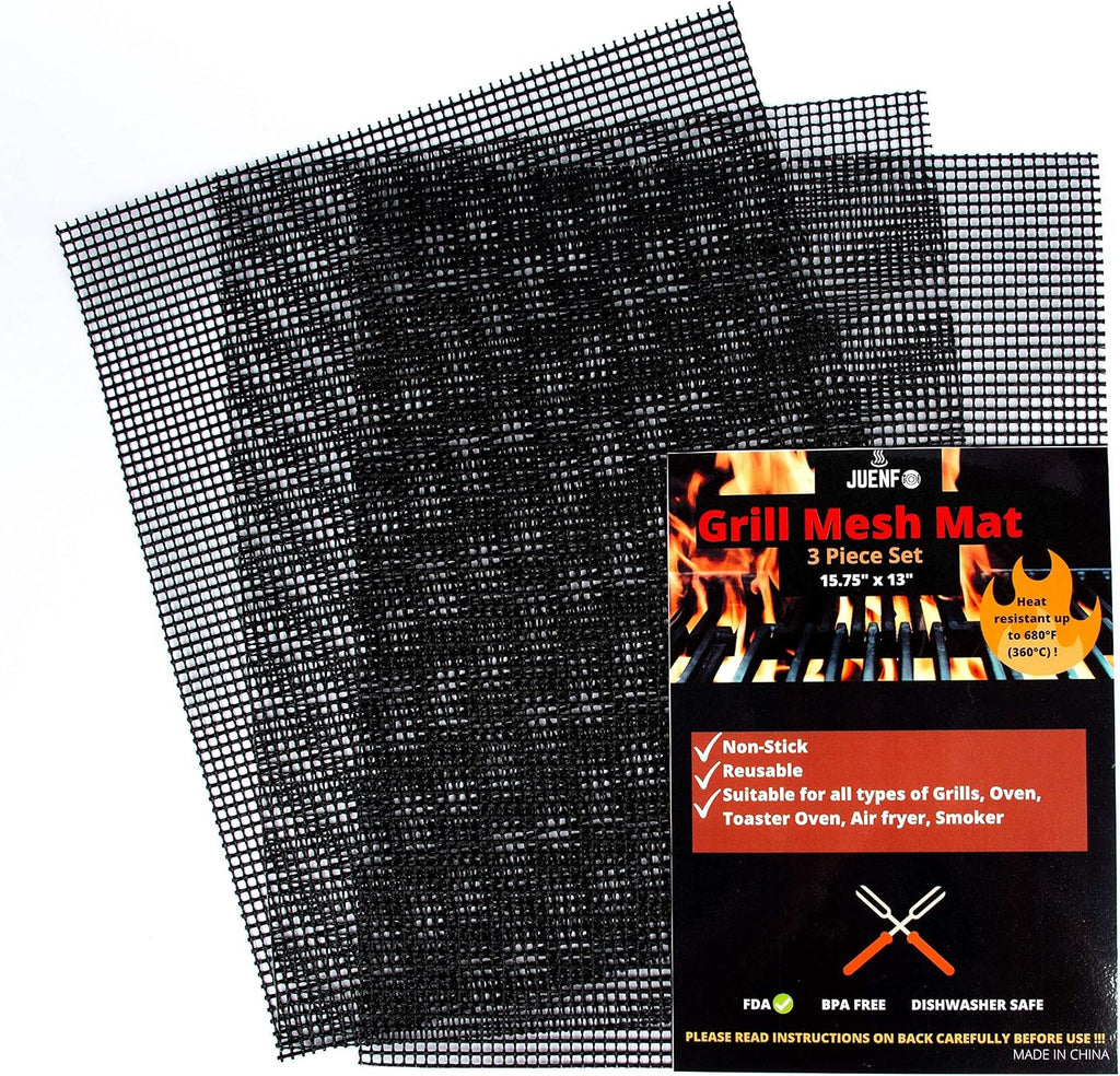 3 Pack Heat Resistant Nonstick BBQ Mesh Grill Mats