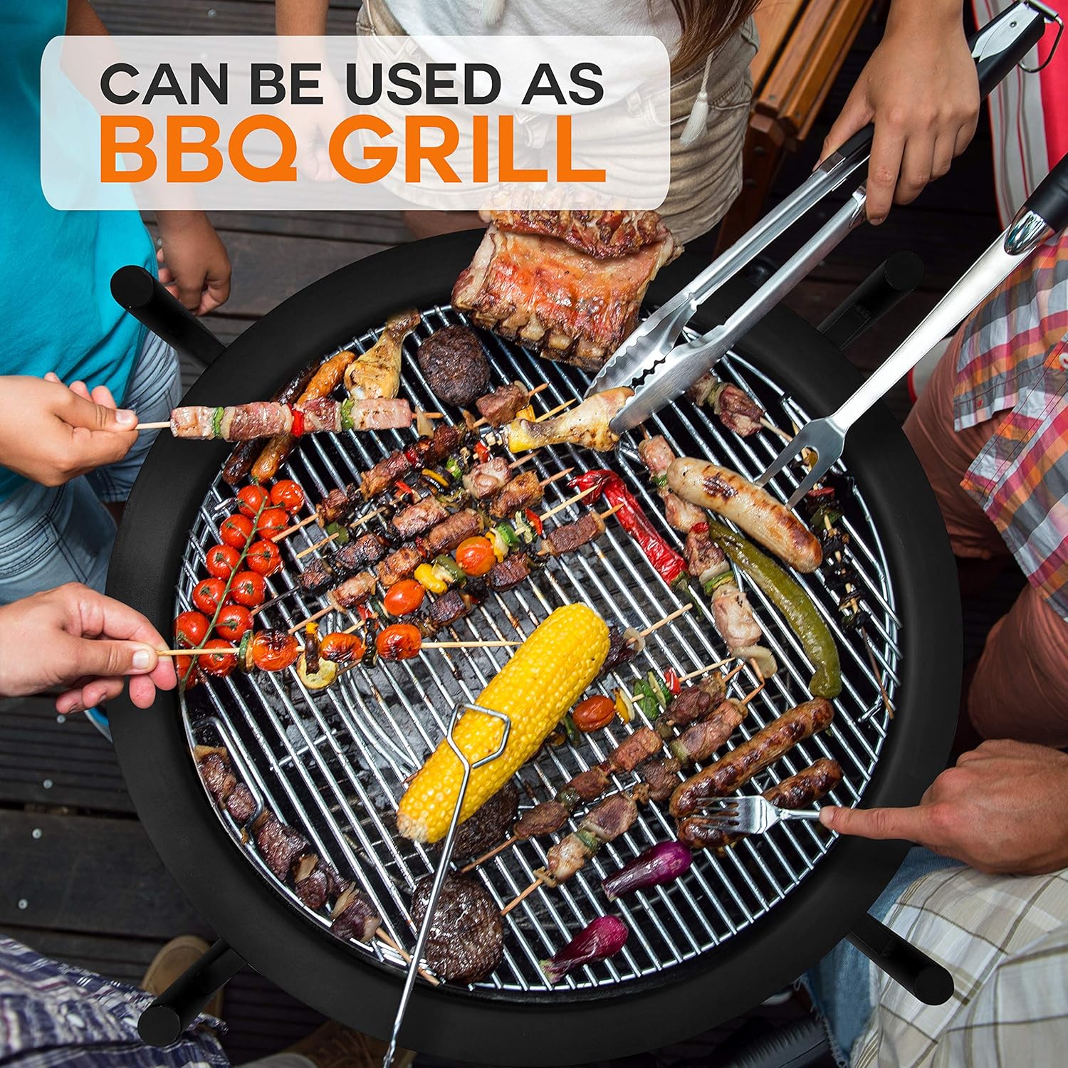 26 Inch 2-in-1 Steel Wood Fire Pit BBQ Grill