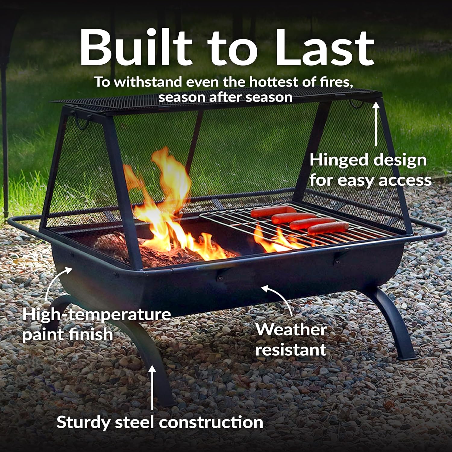 36 Inch Steel Fire Pit Complete Cooking Accessory Set