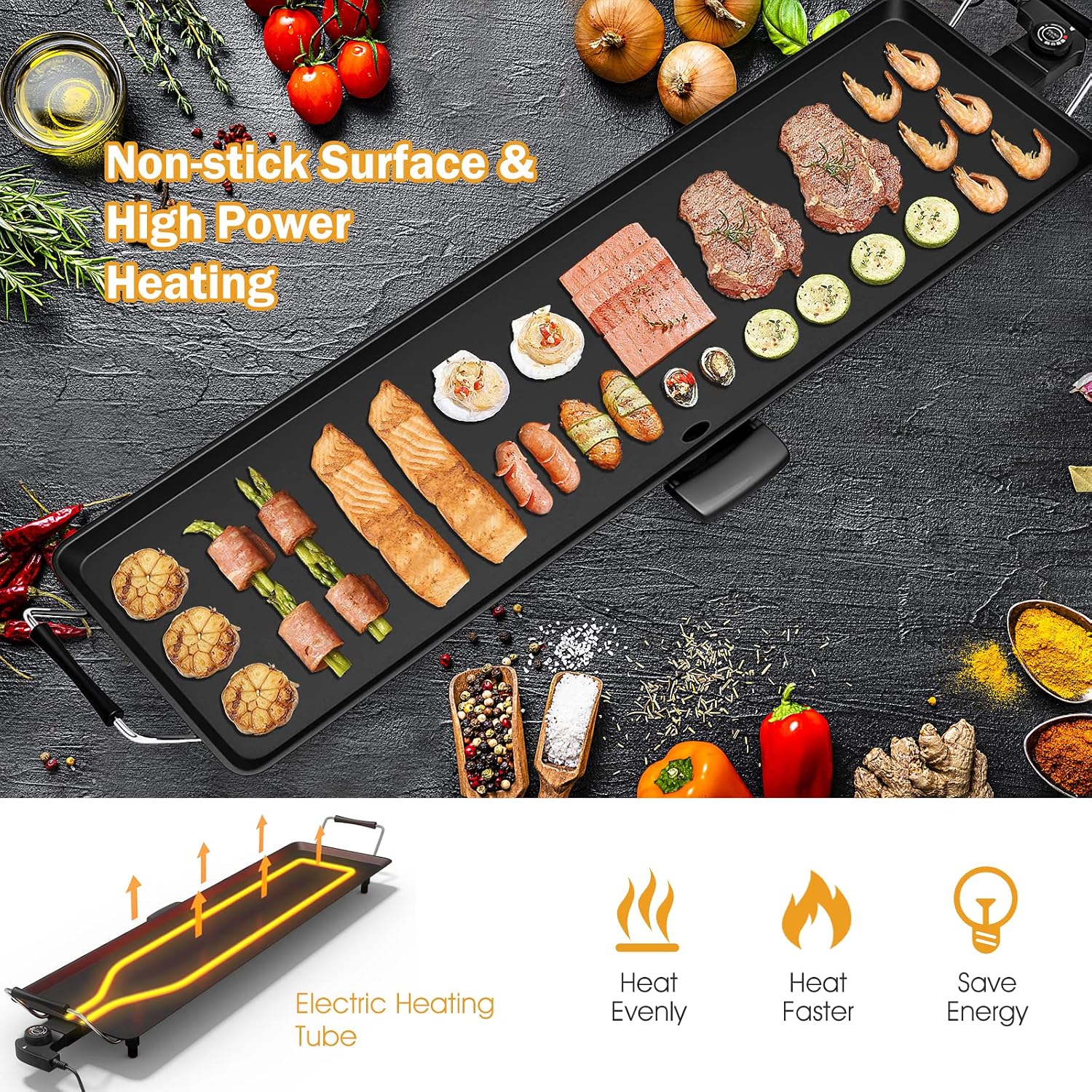 35 Inch Large Portable Electric Teppanyaki Griddle